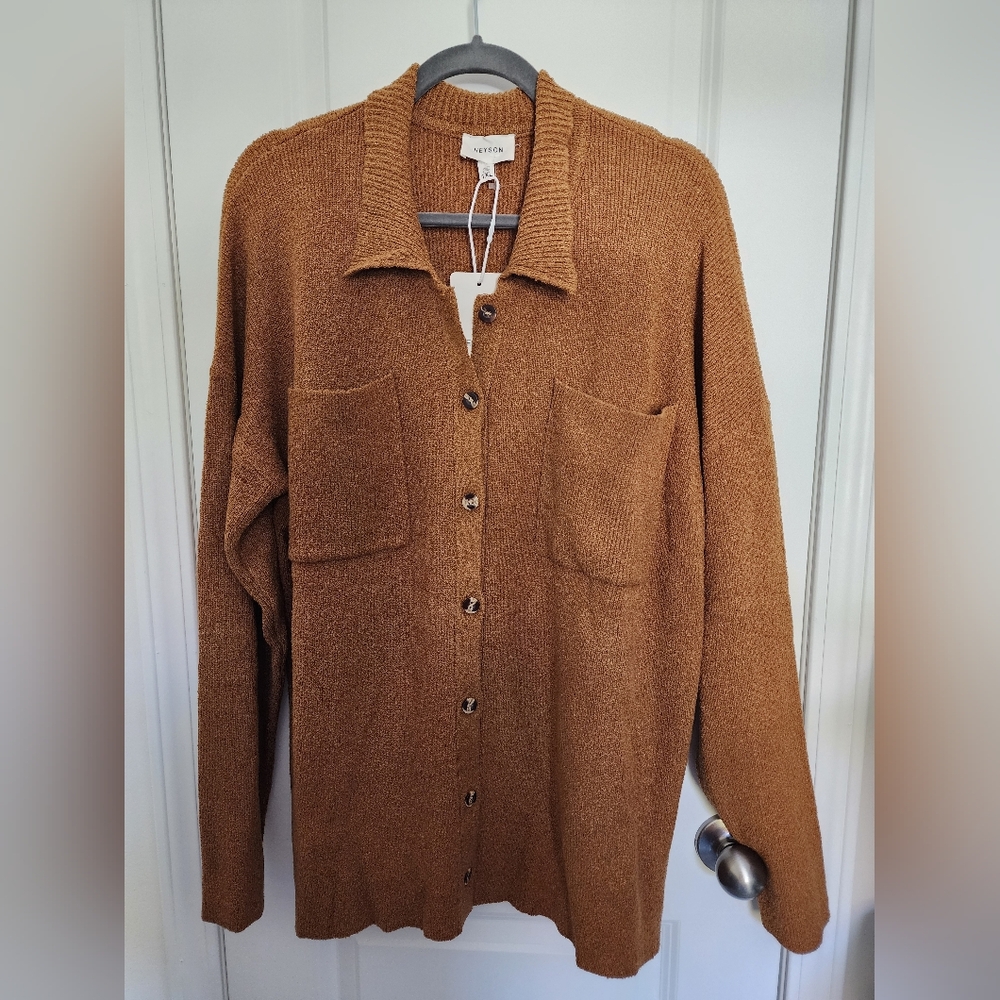 Heyson Tan Button-Up Cardigan New With Tags Size 1x